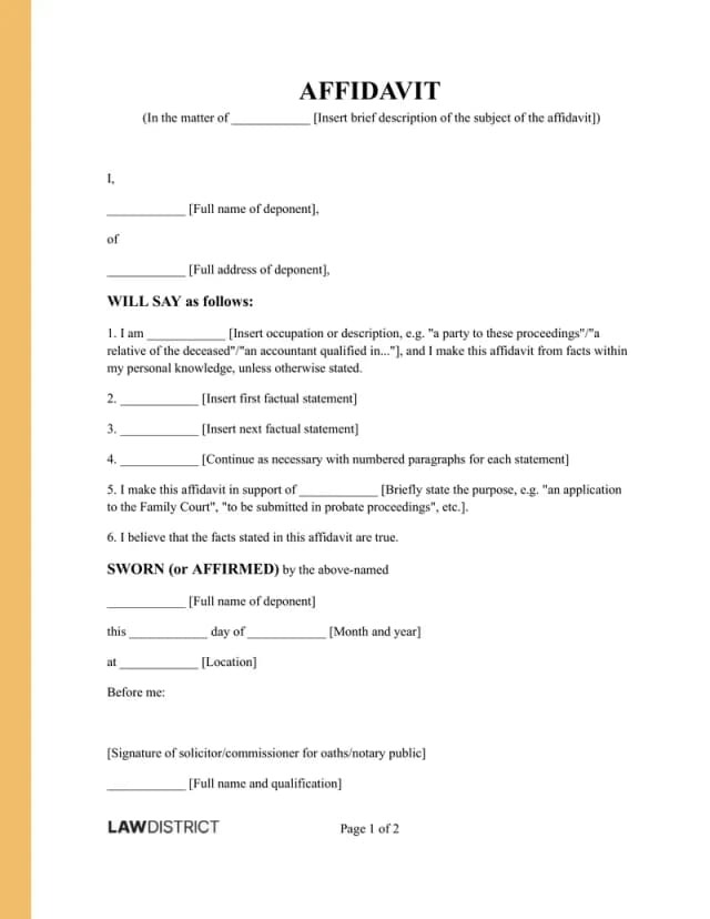 uk-affidavit-template-sample